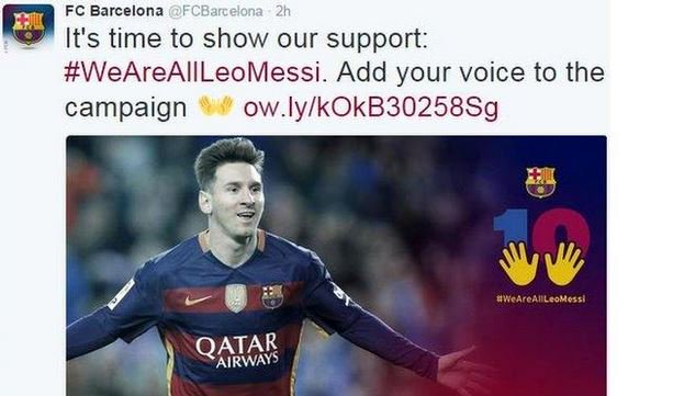 BBCSport's tweet photo. Barcelona have asked fans to support Lionel Messi https://t.co/VBT4GYZn72 https://t.co/XHK3SWbU9i