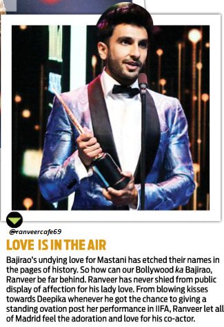 ranveercafe69's tweet photo. [Print] IIFA 2016 : A night to remember - DNA Afterhrs #RanveerSingh #BajiraoMastani https://t.co/vpomQBIbZx