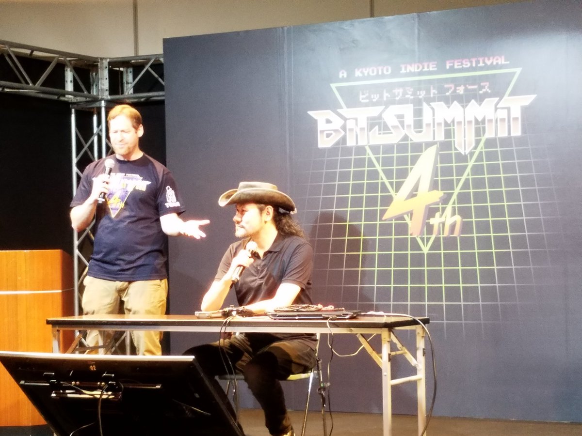 IntiCreatesEN's tweet photo. Koji Igarashi is on the stage at BitSummit 4 demoing the Japanese version of Bloodstained! Watch live on @Twitch! https://t.co/ePh33MRsz3