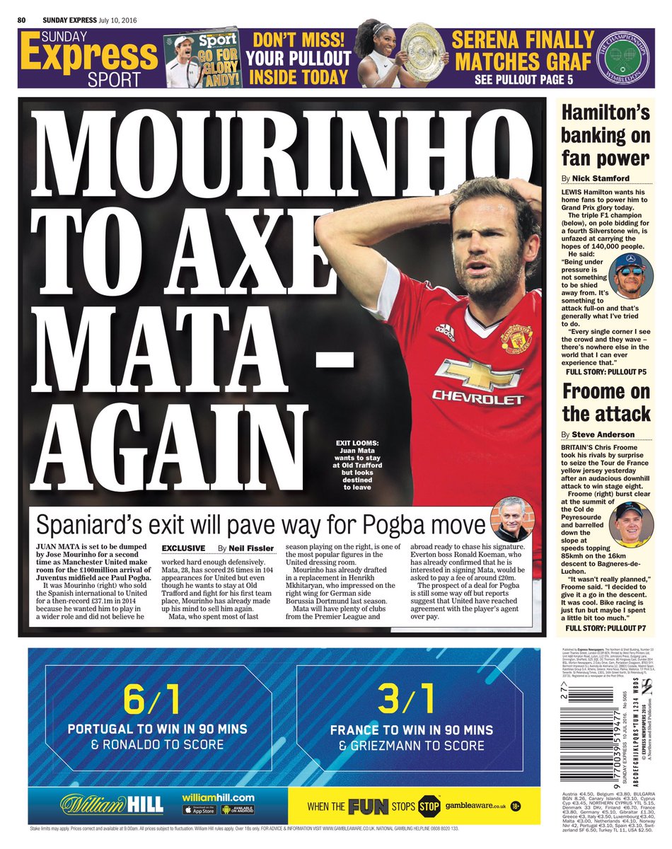 Jose Mourinho to axe eight Man United stars to make way for Paul Pogba [Sun]