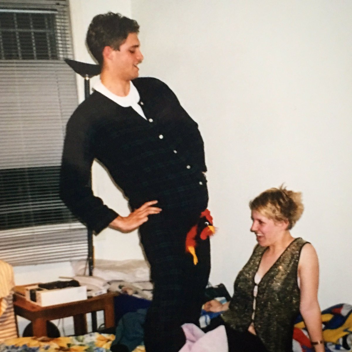 ColinHanlon's tweet photo. We are the funniest people we know Marianne. Happy belated birthday. Love you. #amiwearingaonesie #cockpuppet https://t.co/GvVOFwylLv