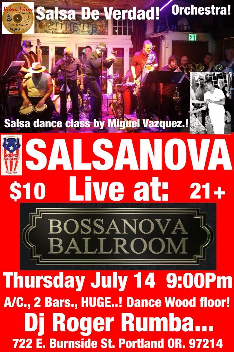 SalsanovaPdx's tweet photo. Bossonova Ballroom! The best of pdx salsa! #livemusic #salsanova #bestsalsaband https://t.co/50hSnLFH8i