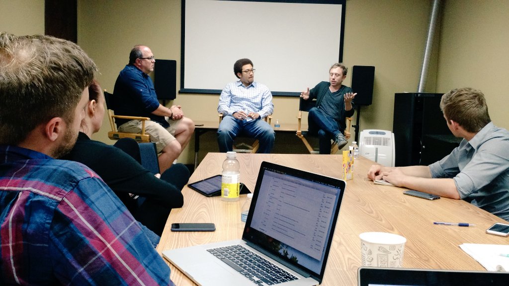 ActOneDigital's tweet photo. 2005 Alum Carl Rogers (Alcon) and Josh Nadler (Affirm) sharing their experience as Dir of Development for features. https://t.co/4bqZ0AZ7pE