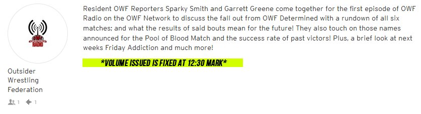owf4life's tweet photo. Now on the #OWFNetwork..
#OWFRadio: Episode One, featuring Sparky Smith and Garrett Greene!
https://t.co/HDZ5ZVLwZi https://t.co/jHhMJMFtwe