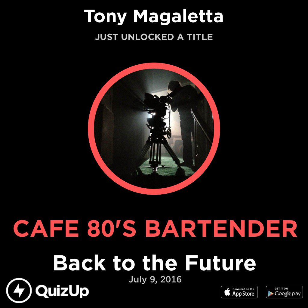 panatonyac's tweet photo. I just unlocked the title Cafe 80's Bartender playing Back to the Future on @QuizUp! - https://t.co/SvC5Nv8IlX https://t.co/90VCCd0CvT