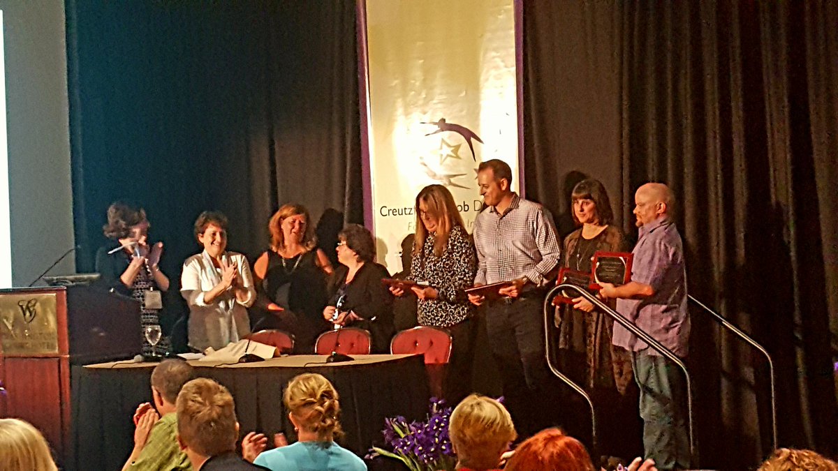 jevans0915's tweet photo. My love Brandi her brother Corby and group recognized  for raising $100K+ for CJD around the US. #cjdfconf2016 https://t.co/GjF6N7uHyu