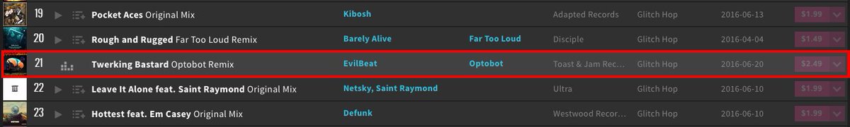 toastandjamrec's tweet photo. A HOT number from @OPTOBOT to cure those Monday blues! #21 on the Glitch Hop Top 100 Chart!
https://t.co/RQg3KssnQX https://t.co/LXwtAIOai3