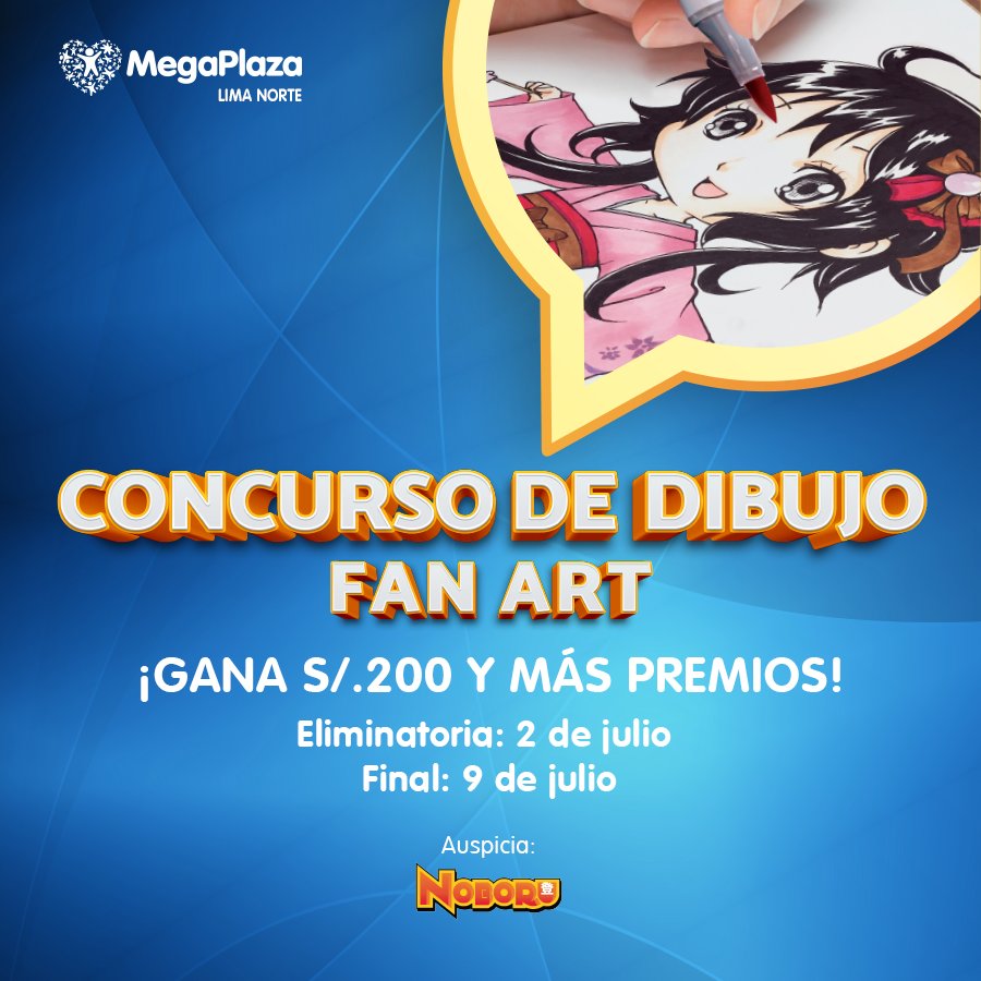 CC_MegaPlaza's tweet photo. ¡Si amas dibujar anime o cómic, no te pierdas la oportunidad de GANAR en #FanArt! Envíanos un DM para inscribirte. https://t.co/dNKdYoQH8V