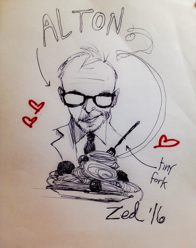 ZombieBZed's tweet photo. Monday: brought to you by a scribble of @altonbrown and spaghetti (w/veggie balls). #zombiemonday #mcm https://t.co/lwzT9azROK