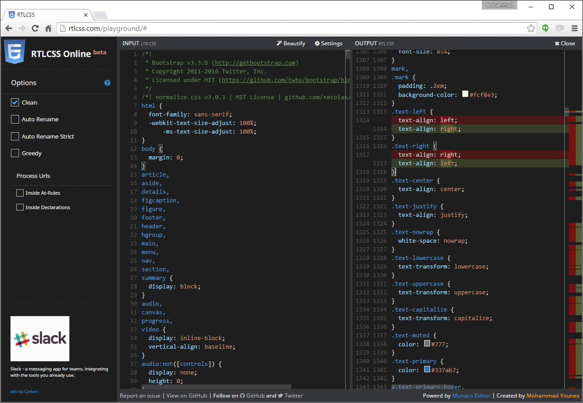 rtlcss's tweet photo. Announcing https://t.co/NhIFlRJHix with online playground .. more goodies on the way!
#css #css3 #webdesign #webdev https://t.co/UbBJVqCkTW