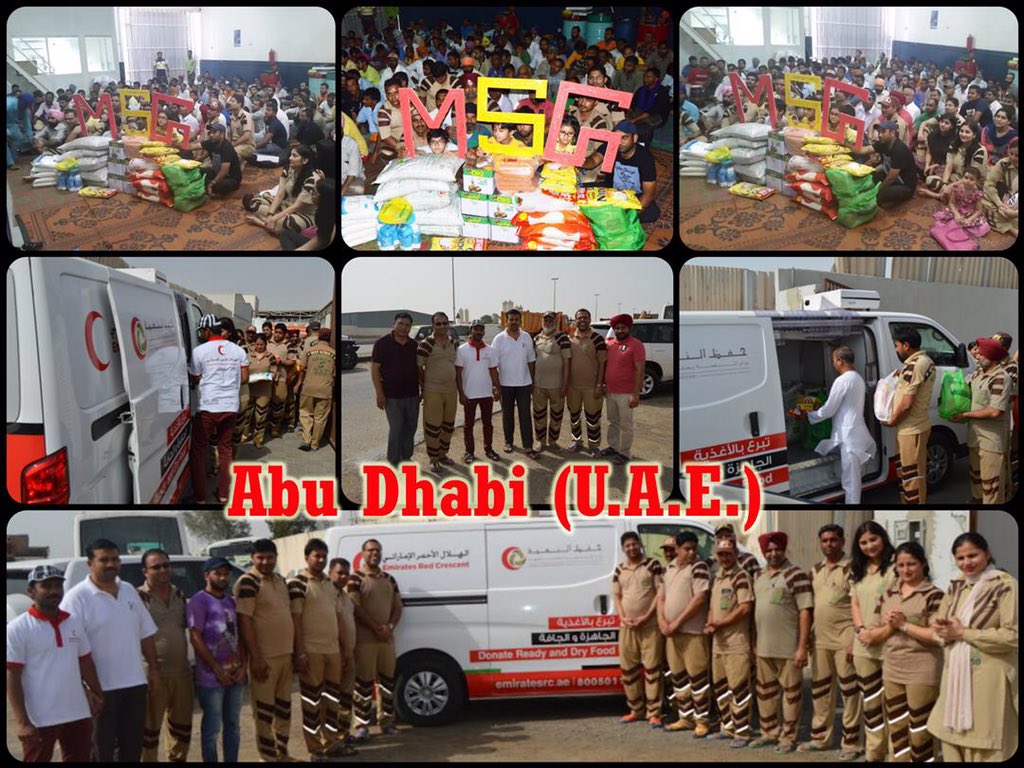 Gurmeetramrahim's tweet photo. Volunteers donated ration to 'Emirates Red Crescent' for needy people. Great work! Blessings to all. #MSGforHumanity https://t.co/HuOEXcqD1I