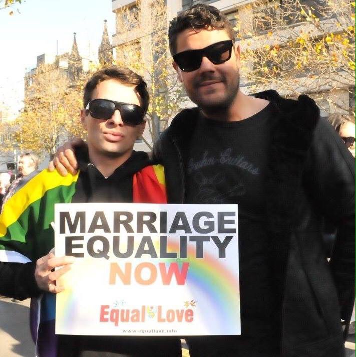 BunneyKoby's tweet photo. @dansultan and myself at #EqualLove rally for #marriageequality #loveislove #equality #auspol #putthelibslast https://t.co/TZqufVT8pL