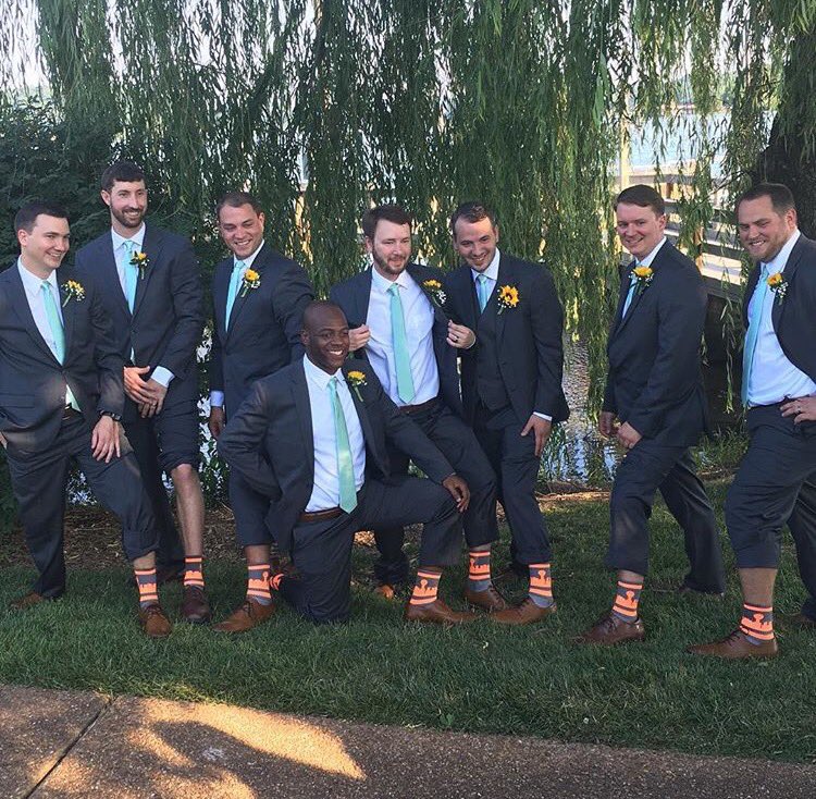 AWDarago's tweet photo. Big thanks to @TreadHardShop for these awesome Smokey Grey socks of the Knoxville skyline for my wedding! https://t.co/9KQJzxgHIQ