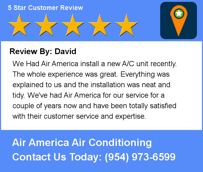 Review By: David  We Had Air America install a new A/C unit recently.  The whole experience was great.  Everything w