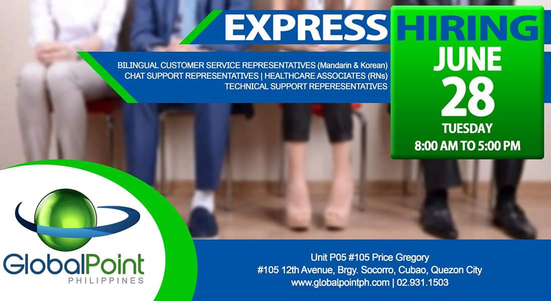 ApplyGlobal's tweet photo. We are still accepting Walk-ins. #ExpressHiringByGlobalPointPh  Please bring (2) RESUMEs and (1) Valid Id. See you!! https://t.co/uM9hazwdyY