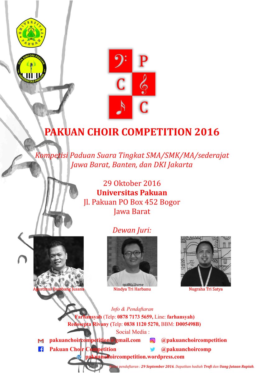 PakuanChoirComp's tweet photo. @Gradevole61 PSM GITA SIMFONI PAKUAN UNIVERSITAS PAKUAN,
Proudly Present:
"PAKUAN CHOIR COMPETITION 2016" https://t.co/SG18GIVW3B