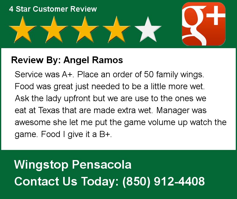 WSPensacola's tweet photo. Review By: Angel Ramos Service was A+.  Place an order of 50 famil Visit Wingstsop Today
Where we make them with lov https://t.co/l6885YVKuC