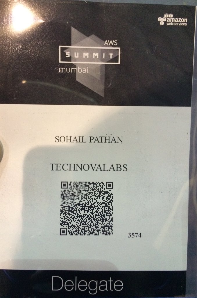 TechnovaLabs's tweet photo. at #AWSSUMMIT. AWS declares Mumbai region open. Now you can use AWS services from Mumbai itself. #ThanksAWS https://t.co/FlLOz9wlgl