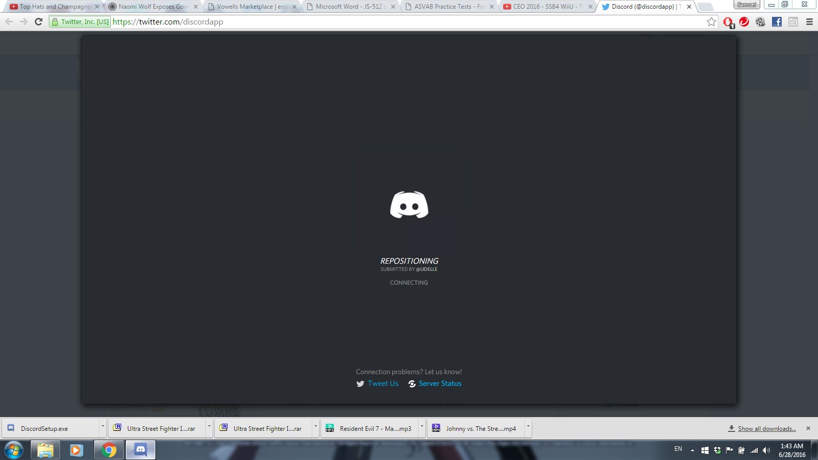 Discord on Twitter "DavidSam777 Open up the console log (CTRL+SHIFT+I