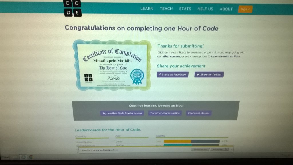 PhutiRagophala's tweet image. @African_EduWeek : Yesterday I engaged my learners on coding as part of observing computer science week. Great!