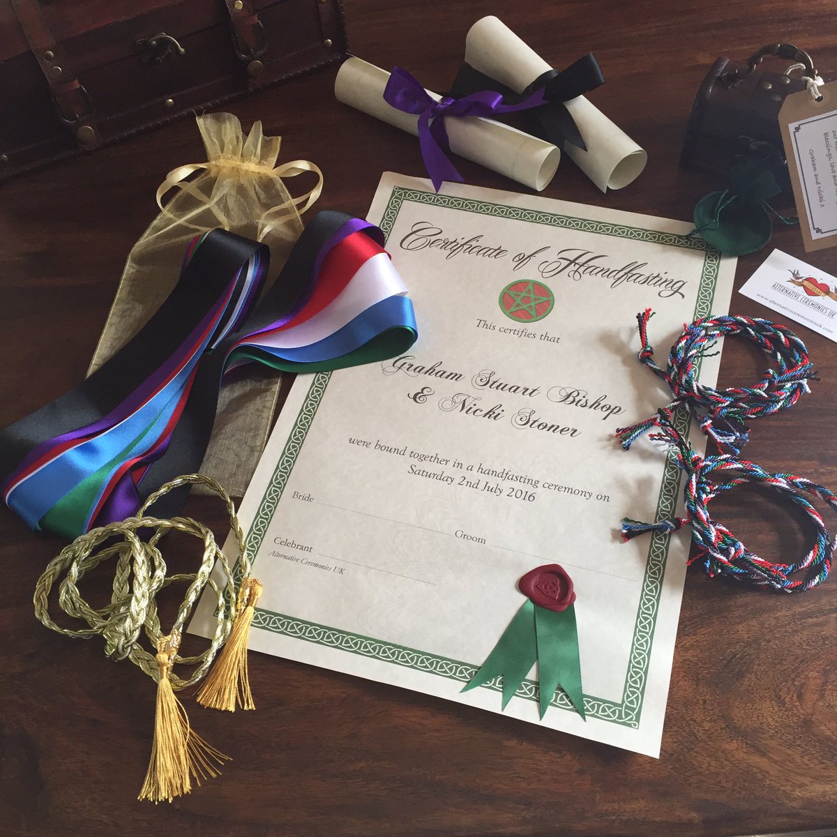 AltCelebrant's tweet photo. #handfasting #parchment #ringwarming vow scrolls and family bands for this Saturday's #festival themed #ceremony https://t.co/cbrncoOZIu