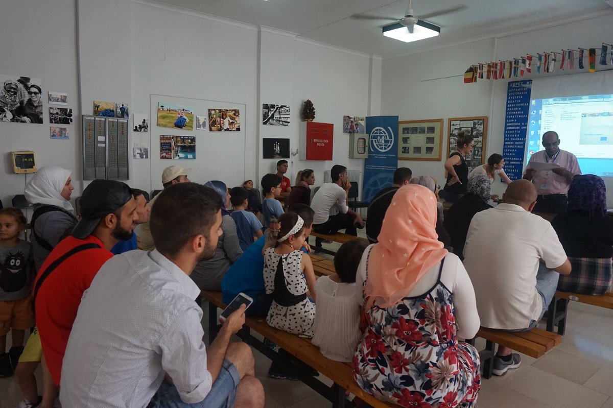 IOMGREECE's tweet image. #Relocation to Portugal. #IOMGreece staff give cultural orientation session to beneficiaries.#RelocationProgram
