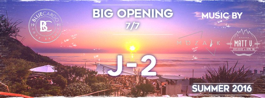 LeBlueCargo's tweet photo. BiG OPENING !!!! J-2
#BLUEYOURMIND #CLUB #SUNSET https://t.co/VjGQza4Bsl