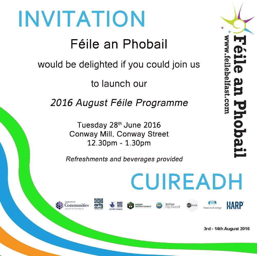 FeileBelfast's tweet image. Today's the day!! #feile16 #programmelaunch