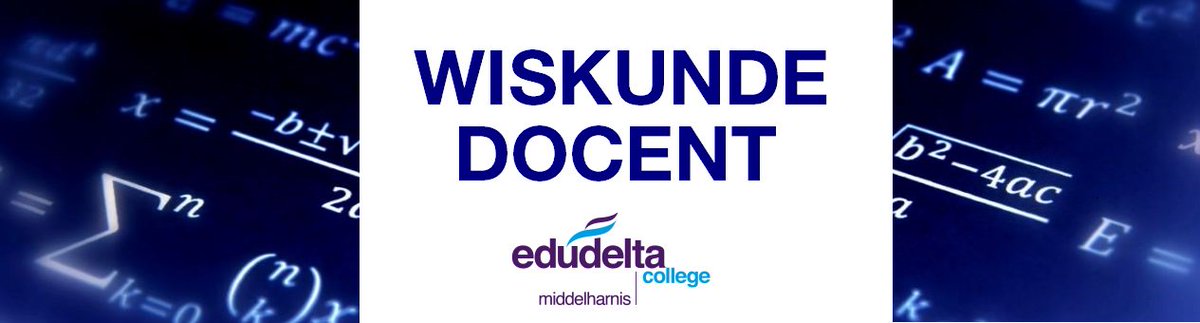 Gezocht wiskundedocent(e). Kom ook werken bij één van de beste vmbo's van Nederland! facebook.com/EdudeltaColleg…