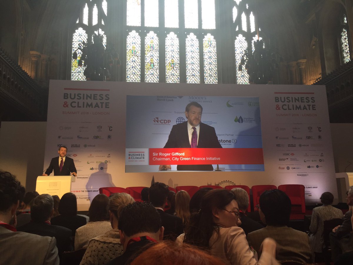 Sir Roger Gifford opens the 2d #BusinessClimate Summit in London. Live on businessclimatesummit.com #Cop21