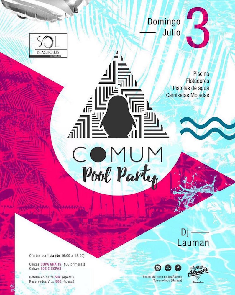 Como nos gusta anunciar que este domingo te vas a mojar en nuestra #PoolParty con #GrupoComum