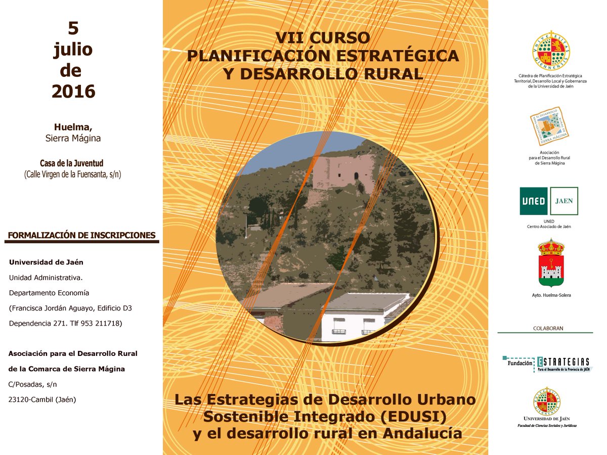 planestrajaen's tweet photo. Abierto plazo de inscripción al VII Curso sobre Planificación Estratégica y Desarrollo Rural
https://t.co/pP0GXlzgLK https://t.co/Ov2wlelLDM