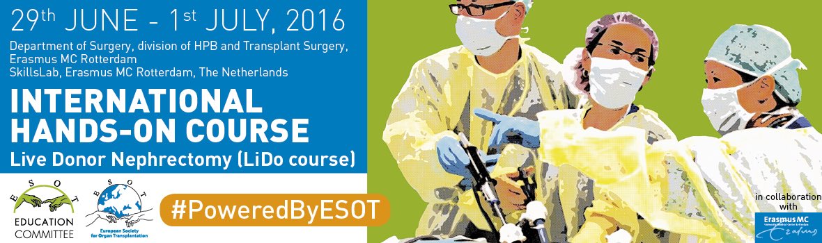 frank_dor's tweet photo. Excited! #LIDO2016 #course starting tomorrow @ErasmusMC. Teaching #live #donor #nephrectomy! @ESOTtransplant https://t.co/2BYRYg9e1T
