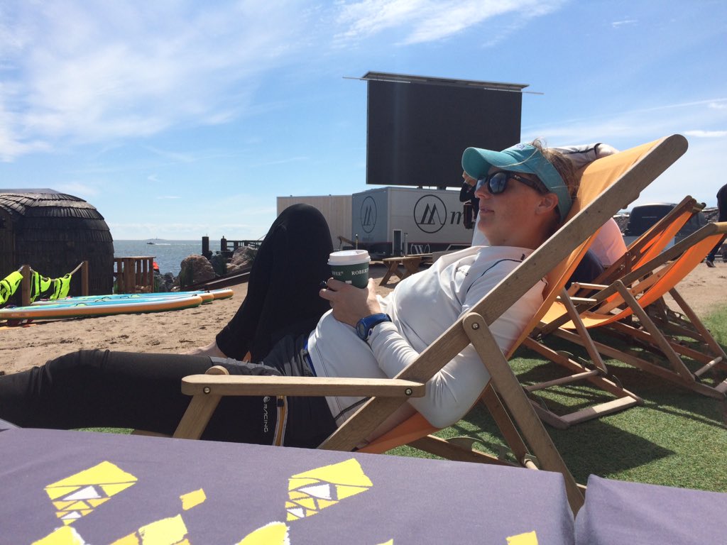 We're up 3-0💪🏻 Skipper takes a break 😅 the privileges of being pregnant! #HWM2016 #wimseries <a href="/njksc/">NJK Sailing Center</a> @WIMSeries