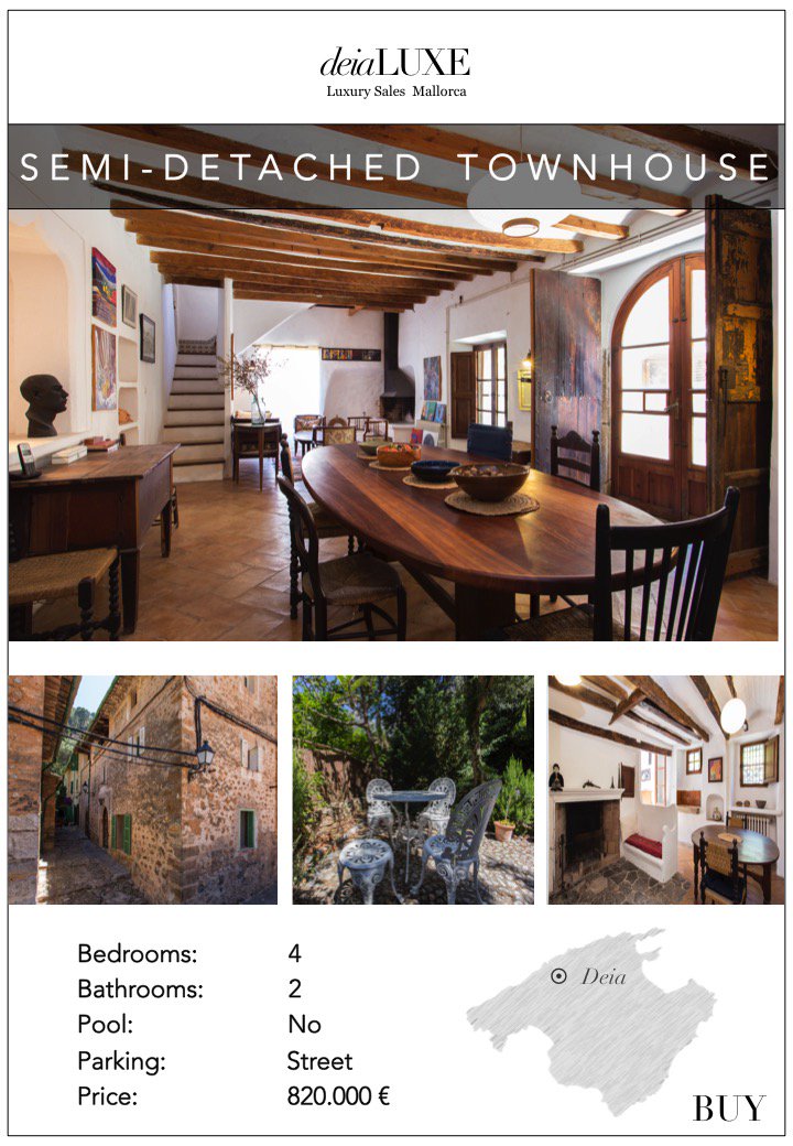 Townhouse for Sale in Deia.  Enquire at info@deialuxe.com
#Mallorca #Property #RealEstate #DeiaLuxe #ForSale #Deia