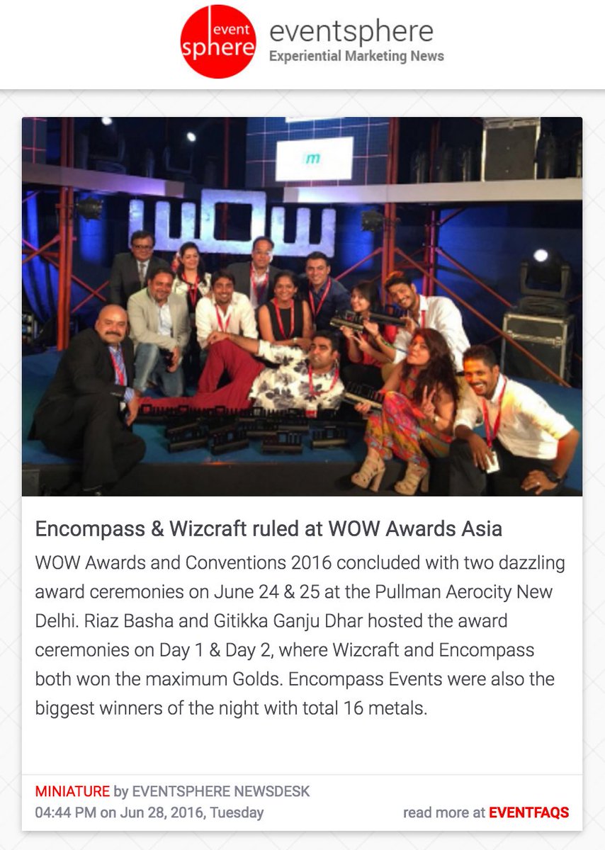 Event_Newz's tweet photo. @EncompassTalk @WizcraftIndia @roshanabbas @wizsabbas @EVENTFAQS @eemaindia #WOWAsia2016 https://t.co/GRrpE6VYbe https://t.co/jAdllDzzzL
