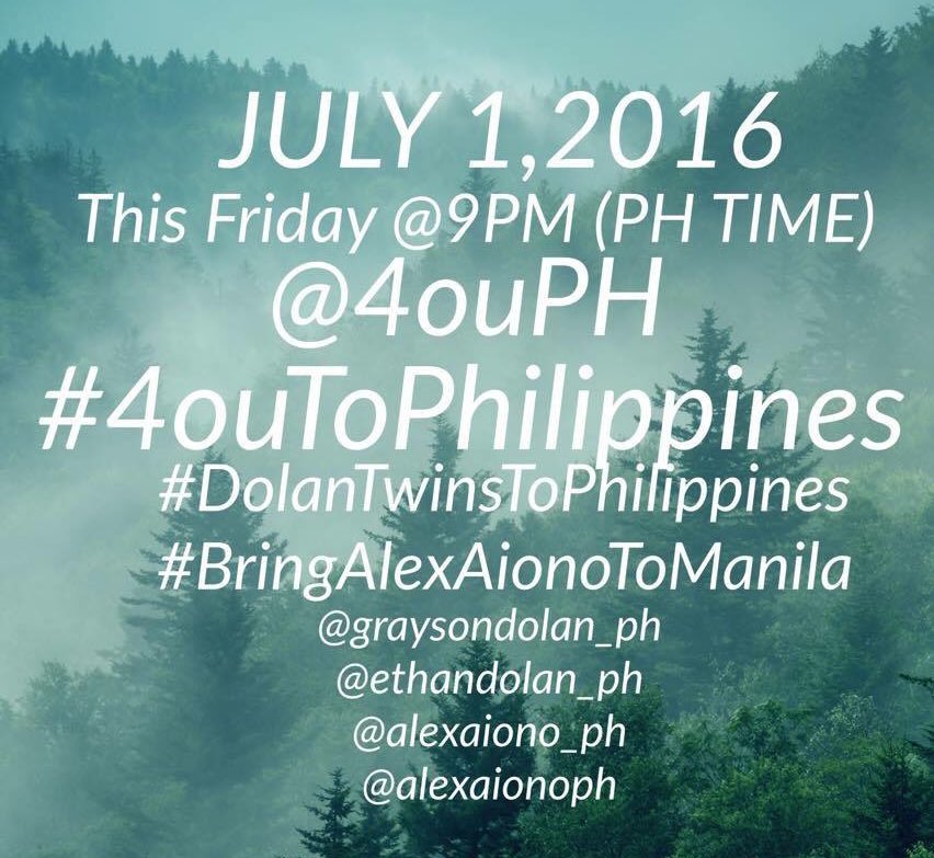 4ouPH's tweet photo. ☺️☺️. #4ouToPhilippines #DolanTwinsToPhilippines #BringAlexAionoToManila https://t.co/VG9nGKslh1
