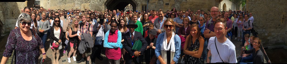 A large group for the 1130 tour <a href="/TowerOfLondon/">The Tower of London</a> enjoying the sunshine and tales from our rich history