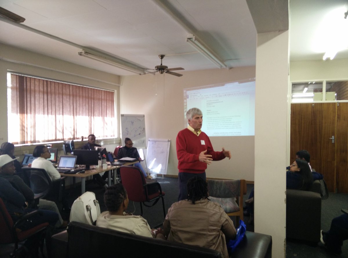 vukosi's tweet photo. Fellow Fulbrighter Jeff Lowenstein @JeffKLO giving a talk on Data Driven journalism @CSIR for #DSIDE2016 vacstudents https://t.co/tj3ljIG0wH