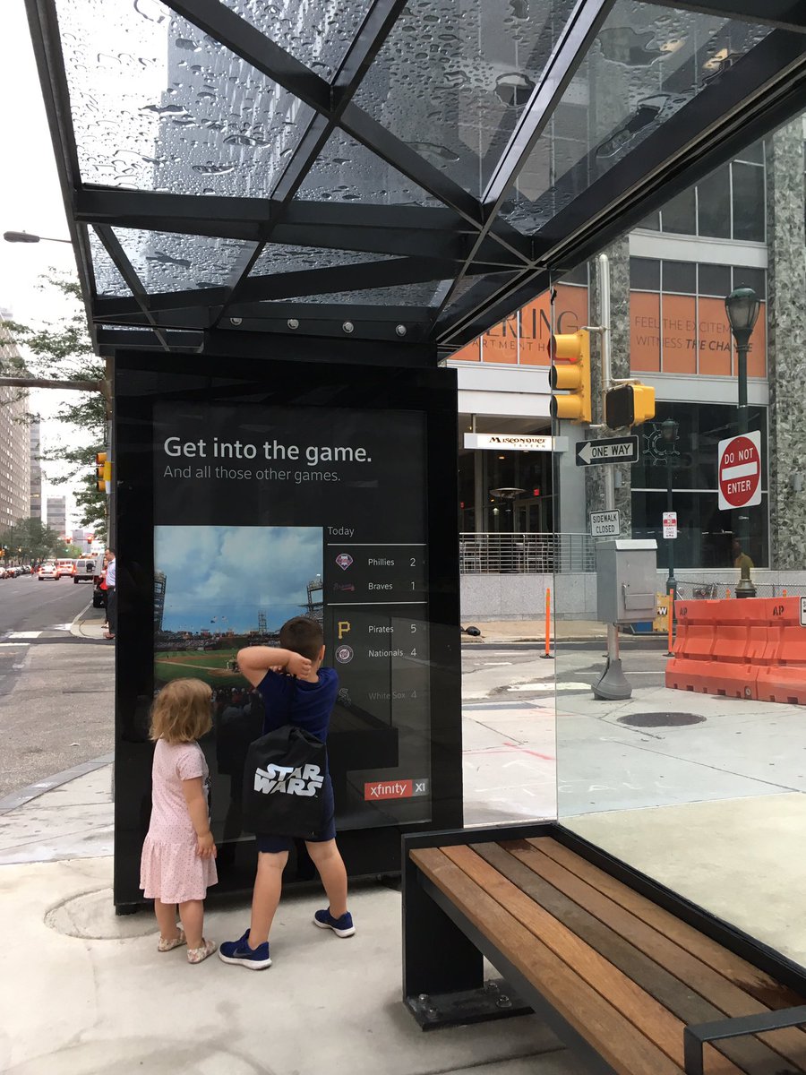 bikemamadelphia's tweet photo. They were so excited about the new bus stop. They ran in to tell their teachers. #nerds #baseballtoo https://t.co/RvyCMugeF8