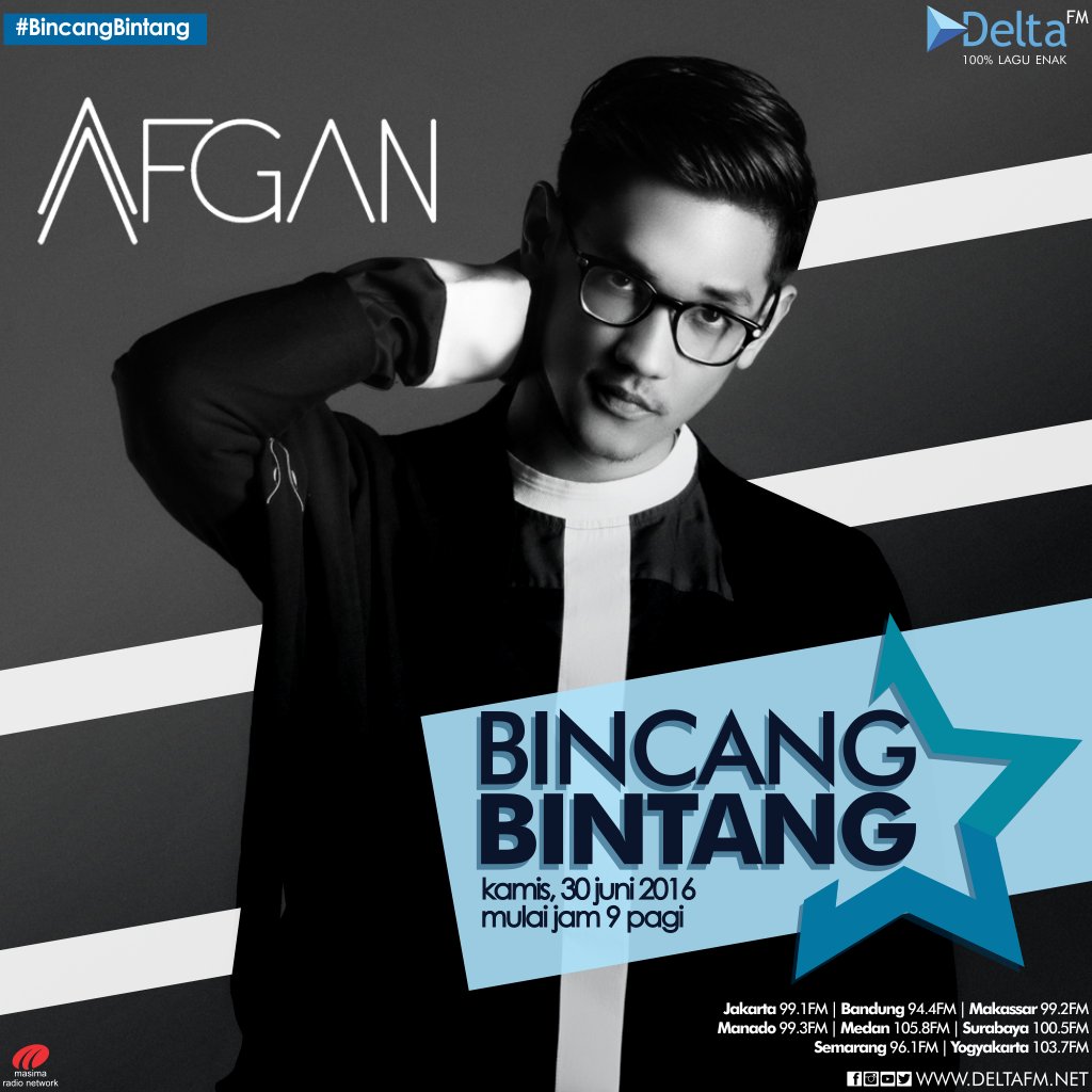 Delta_FM's tweet photo. Jam 9 nanti di #BincangBintang @Asri_Welas @St_agustaf akan kedatangan @afgansyah_reza nih sob! @TrinityOptimaP https://t.co/cnW5fbaIyw