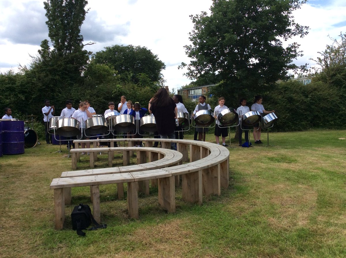 Year 6 pupils @FairchildesP rehearsing and getting ready to open their #edibleplayground @DreamFundPPL