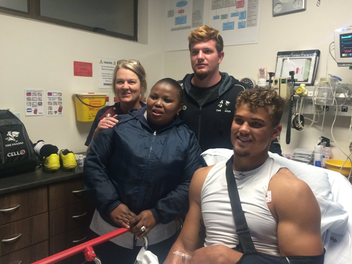 myobarnes's tweet photo. Enough anesthetic to knock out a horse, shoulder relocated! Back to Durbz..#sharksu19 #athletes #PE https://t.co/f2Yv7peHIv