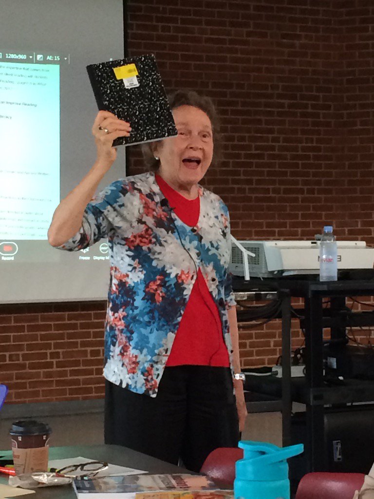 O2bnCville's tweet photo. Laura Robb @fcps1.org: developing thinking and writing fluency makes authentic readers. #admin16 https://t.co/LAj5aDZl1c