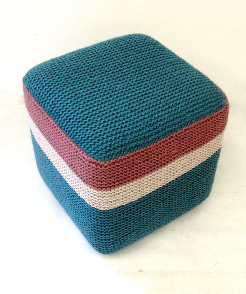 B2Nupcycling's tweet photo. Wool knitted square pouf completed. #Newcastlewest #upcycled #pouf https://t.co/nJ3FcXQLEO