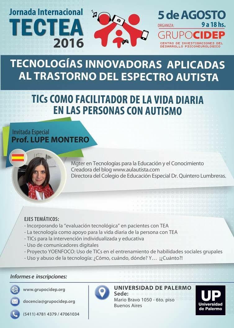 El 5 de Agosto, #TECTEA. Este año nos visita Lupe Montero. Las #TIC's como facilitador en las personas con #autismo.