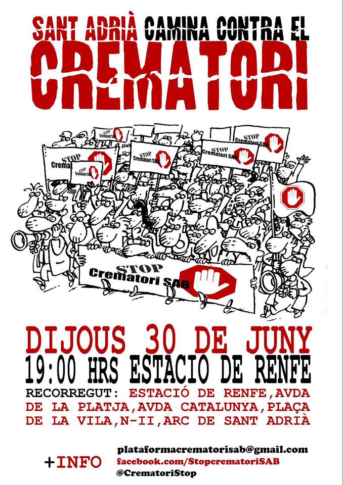 Aquest dijous, a les 19h, Sant Adrià del Besós camina contra el crematori! facebook.com/events/6980500… #StopCrematoriSAB