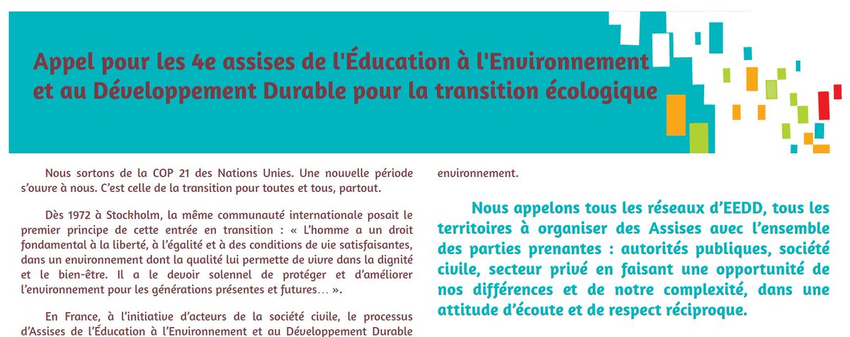 f_lasserre's tweet image. A signé ! Appel pour les 4ème assises de l&apos;#éducation à l&apos;#environnement. A vous : appel-4e-assises-eedd.org #EEDD