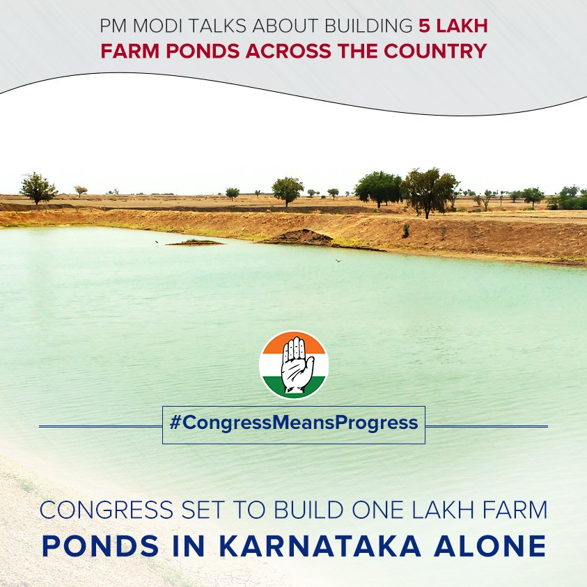INCIndia's tweet photo. Congress governed Karnataka has built farm ponds to help farmers who only rely on rains for irrigation. https://t.co/bVhrN7UJsV