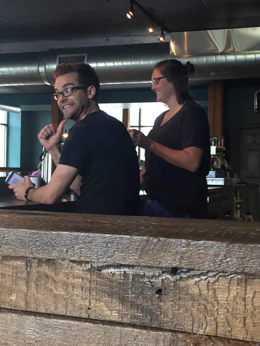 KenowaYoungLife's tweet photo. A wild @hillmo_ is photographed in her natural instinct...flirting with customers...Obviously. https://t.co/tXXMNGZlob